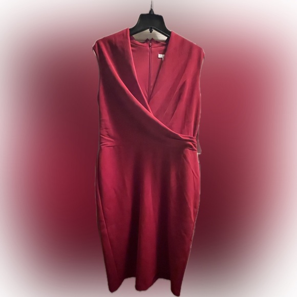 London Times Draped Waist Sleeveless Sheath Dress SZ 14 NWT - Picture 4 of 5